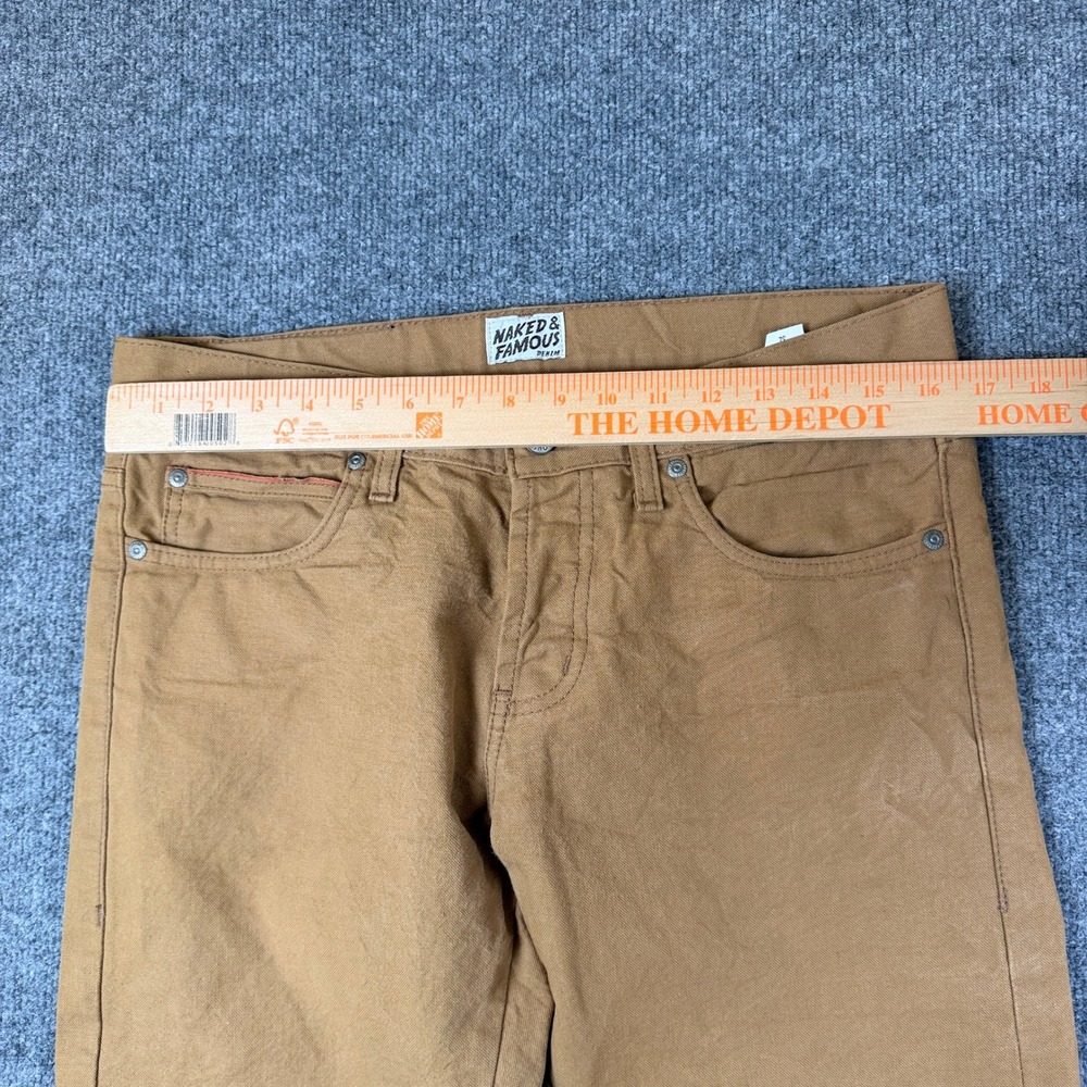 Naked & Famous Pants Mens 32x30 Brown Selvedge Duck Canvas Skinny Guy Chino - Picture 9 of 14